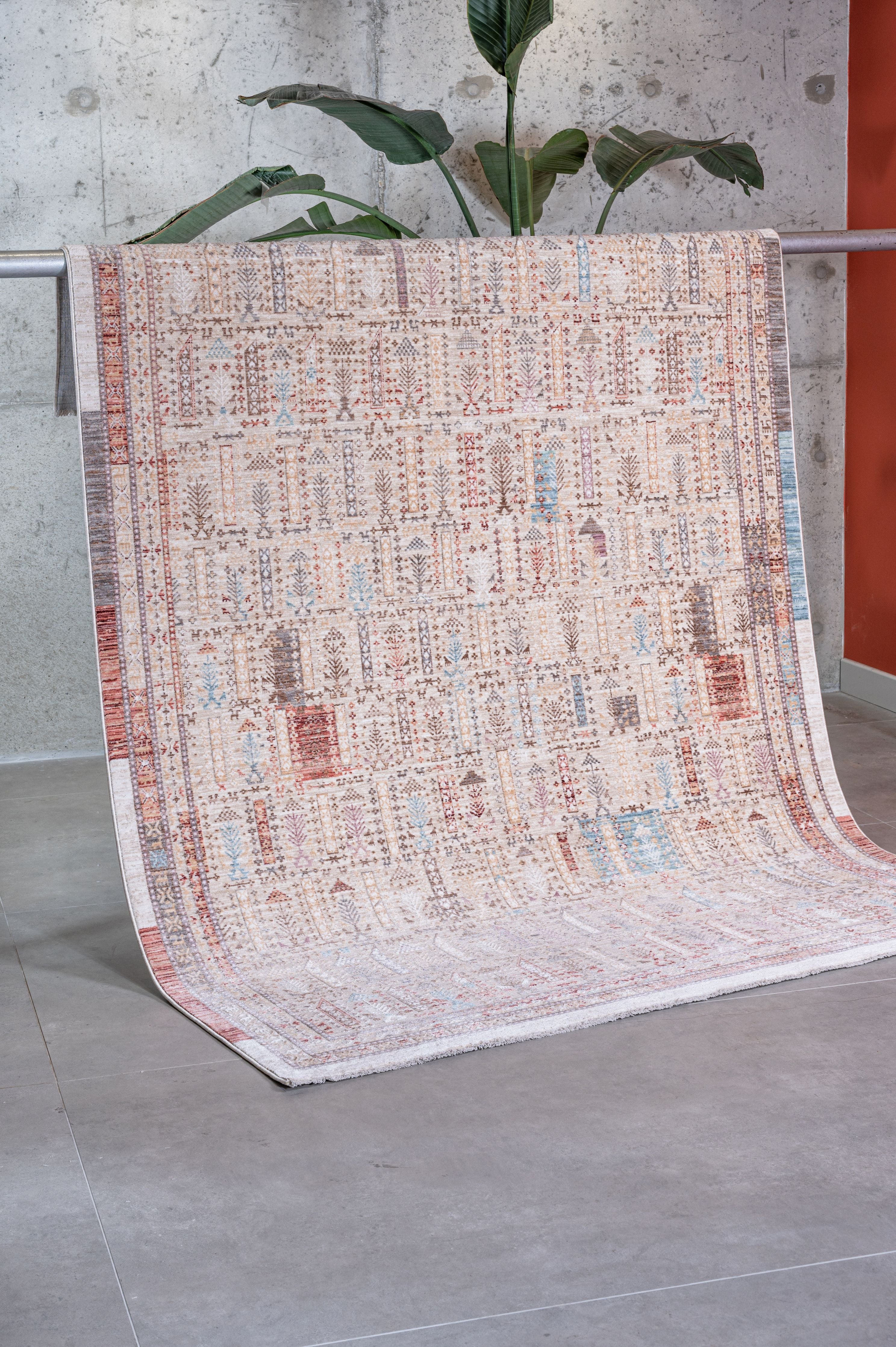 Apex Ambiance 2921 Bej - Minimalist Soft Vintage Kadifemsi Yumuşak İnce ve Silinebilir Halı